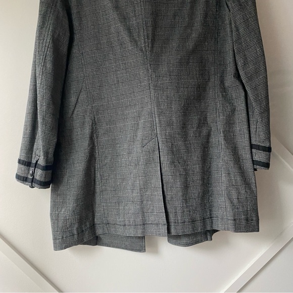 John Varvatos Luxe USA Linen Blend Double Breasted Plaid Trench Coat - M - Picture 9 of 16